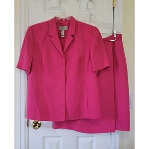 Liz Claiborne Collection Pink Skirt Suit Set Short Sleeve Faux Wrap Skirt 16